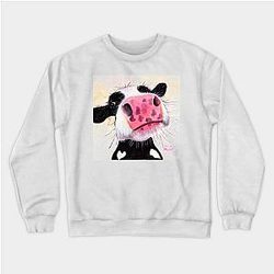 Cow Print Sweatshirts - NoSeY CoW ' BeTTY BLueBeRRY ' BY SHiRLeY MacARTHuR Sweatshirt TP0212