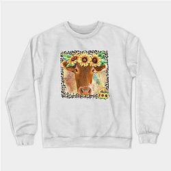 Cow Print Sweatshirts - Cow with sunflowers Sweatshirt TP0212