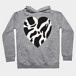 Cow Print Hoodies - Cow Pattern Heart Hoodie TP0212