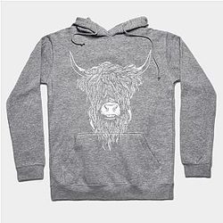 Cow Print Hoodies - Scottish Highland Cattle Cow Bull Head Breeder Hoodie TP0212