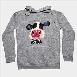 Cow Print Hoodies - NoSeY CoW ' BuBBLeS ' by SHiRLeY MacARTHuR Hoodie TP0212