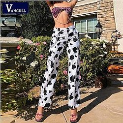 Cow Print Pants &amp; Joggers - The Cow Print Pants - Vangull Elastic High Waist Pants