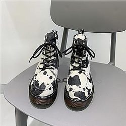 Cow Print Shoes - Cow Print Boots - New Milk Cow Pattern Women Ankle Boots