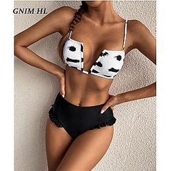 Cow Print Bikini - The Cow Print Bikini - Sexy V-Neck Summer Swim Wear Women Push Up