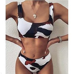 Cow Print Bikini - The Cow Print Bikini - Brown And Black Cow Print Women Swim Wear
