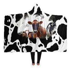 Cow Print Blanket - Cow Art Hooded Blanket Official Merch CL1211