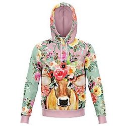 Cow Print Hoodies - Pink Floral Cow Hoodie Official Merch CL1211