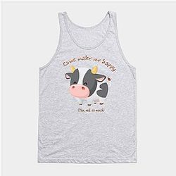 Cow Print Tank Tops - Cute Kawaii Cow with Funny Sarcastic Saying Tank Top TP0212