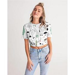 Uncategorized - Cute Cow Women's Twist-Front Cropped Tee Official Merch CL1211