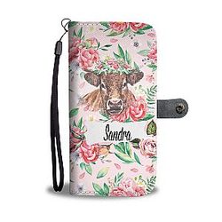 Cow Print Wallets - Personalized Flower Cow Phone Case Wallet Official Merch CL1211