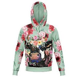 Cow Print Hoodies - Mint Floral Cow Hoodie Official Merch CL1211