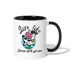Cow Print Mugs - Funny Happy Cow Coffee Mug Official Merch CL1211