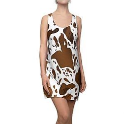 Uncategorized - Brown Cowprint Racerback Dress Official Merch CL1211