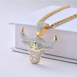 Cow Print Necklaces - Men Hip Hop Full Rhinestone Official Merch CL1211