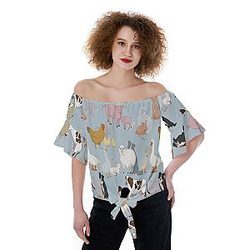 Uncategorized - Farm Animals Off-Shoulder Blouse Official Merch CL1211
