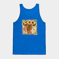 Cow Print Tank Tops - Cow with sunflowers Tank Top TP0212