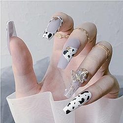 Uncategorized - Cow Print Nails - 24 Pcs Cow Pattern 3D Press On Nail Tips