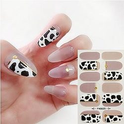 Uncategorized - Cow Print Nails - 1Sheet 12tips Stickers Shiny