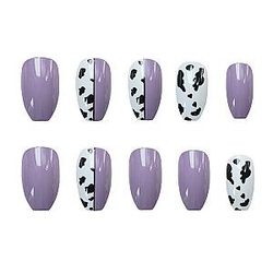 Uncategorized - Cow Print Nails - 24pcs Ballet False nails Purple Wearable Nail Patch
