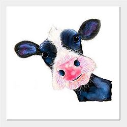 Cow Print Posters - CoW PRiNT NoSeY CoW ' HeLLo SuNSHiNe ' by SHiRLeY MacARTHuR Poster TP0212