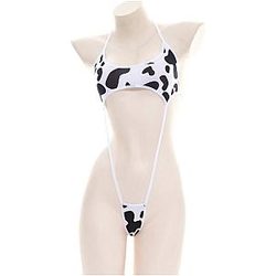 Cow Print Bikini - Sexy Cute Milk Cow Print Strappy Erotic Cosplay Lingerie Bikini