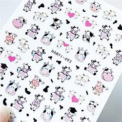 Uncategorized - Cow Print Nails - 3D Nails Sticker Black White Mix Spots M102