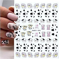 Uncategorized - Cow Print Nails - 3D Nails Sticker Black White Mix Spots M101
