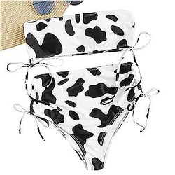Cow Print Bikini - Cow Print Bikini - Two Piece Bandeau Bikini Sexy High Waist