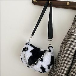 Cow Print Bags - Cow Print Bags - Winter Shoulder Bags Soft Plush Handbag