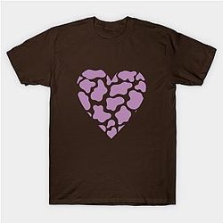 Cow Print T-Shirts - Cow Print Purple Heart Design T-Shirt TP0212