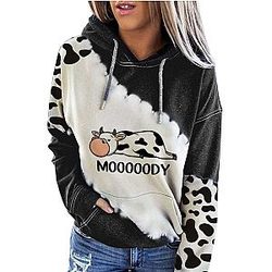 Cow Print Hoodies - Moody Cute Cow Print Sweatshirt Hoodie