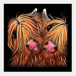Cow Print Posters - Highland Cow Print, Animal Print ' RHuBaRB &amp; GiNGeR ' Poster TP0212