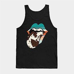 Cow Print Tank Tops - Tongue cow hide design Tank Top TP0212