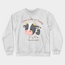 Cow Print Sweatshirts - Cute Kawaii Cow with Funny Sarcastic Saying Sweatshirt TP0212