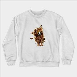 Cow Print Sweatshirts - Highland Cow Print, Animal Print ' CoooWeee ' Sweatshirt TP0212