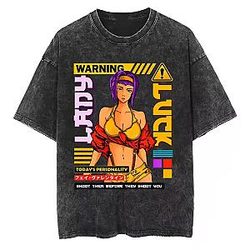 Warning Graphic PTTT0709 Washed  Cowboy Bebop T-Shirts