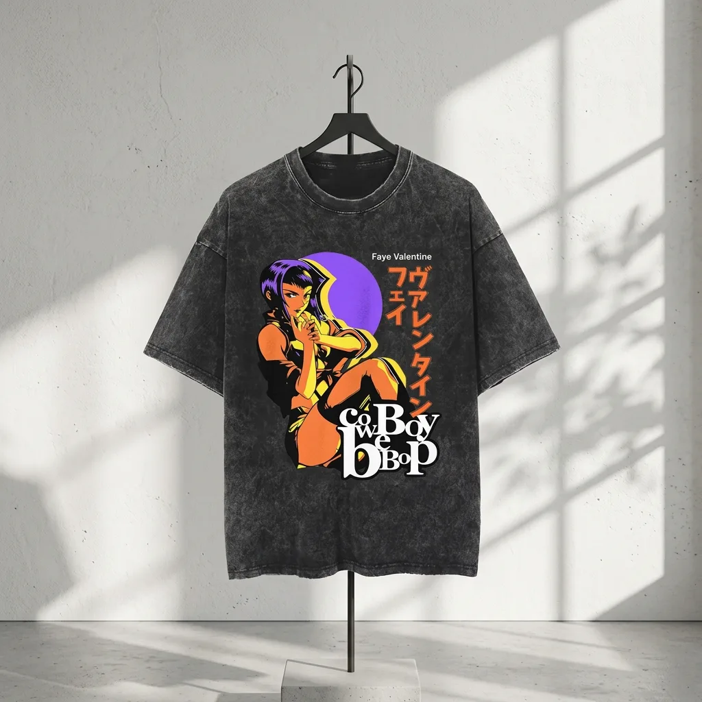 Faye Valentine PTTT0709 Washed Cowboy Bebop T-Shirts | Cowboy