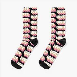 CRAVITY - Luvity Fandom Name Pink Quote Text Pink Peach Socks