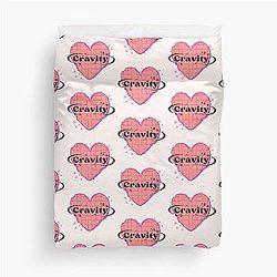 Cravity K-Pop Heart Scrapbook Design Duvet Cover in Pink and Peach