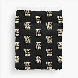 Crazy Broke Asian - Crazy Rich Asians Design in orange text Duvet Cover