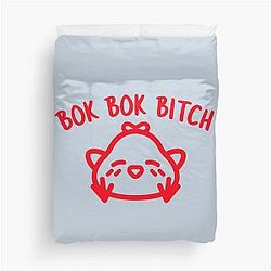 Bok Bok Bitch - Crazy Rich Asians Chickens Text Design in Red Duvet Cover