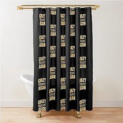 Crazy Broke Asian Instant Crackdown Rich Asians Design in orange text Shower Curtain