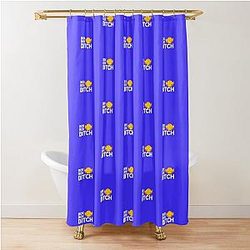 Bok Bok Bitches - Crazy Rich Asians Design in White on Blue - because Chickens Are Bitches Shower Curtain