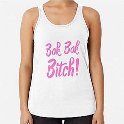Bok Bitch - Crazy Rich Asians Text Design in Pink Racerback Tank Top