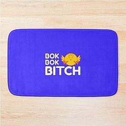 Bok Bitch - Crazy Rich Asians Design in White on Blue - Because Chickens are Bitches! Bath Mat