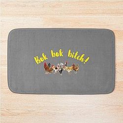 Bok Bitch -Crazy Rich Asians Chickens Design in Yellow Text Bath Mat