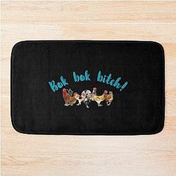 Bok Bitch - Crazy Rich Asians Chickens Design in Blue Text Bath Mat