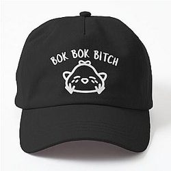 Bok Bitch - Crazy Rich Asian Chickens Text Design in White Dad Hat