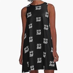 Bok Bitch Crazy Rich Asians Text Design in White A-Line Dress