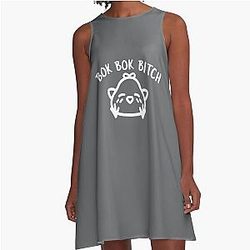 Bok Bitch - Crazy Rich Asians Chickens in White A-Line Dress